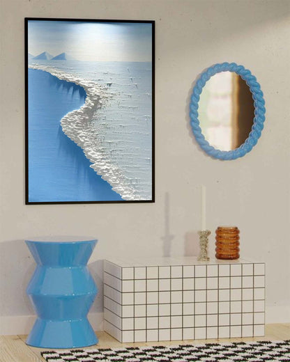 Tranquil Ocean Shoreline Oil Painting for Beach Decor and Coastal Art Enthusiasts