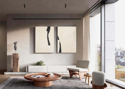 Contemporary Abstract Oil Painting Duo for Modern Home Decor