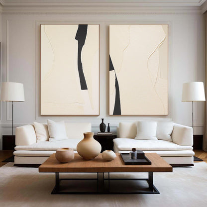 Contemporary Abstract Oil Painting Duo for Modern Home Decor