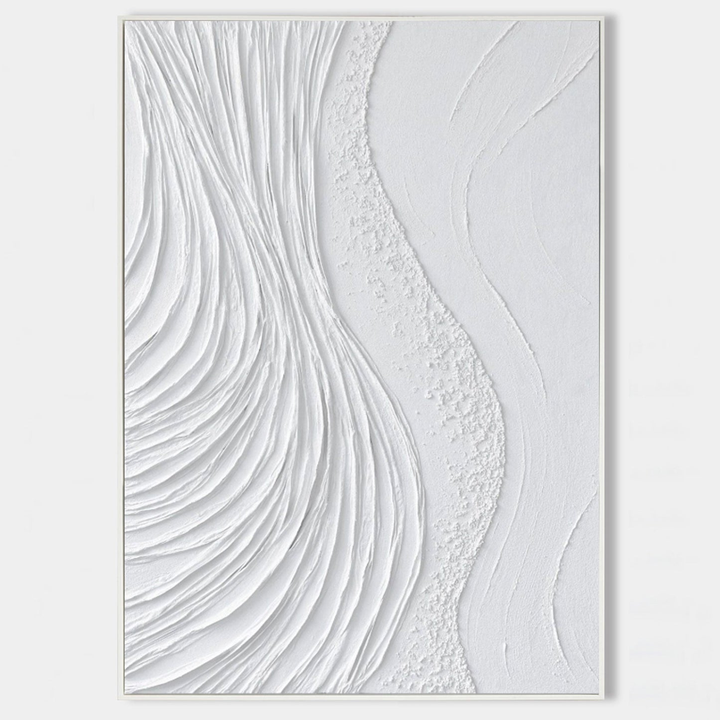 Textured White Abstract Oil Painting for Modern Decor