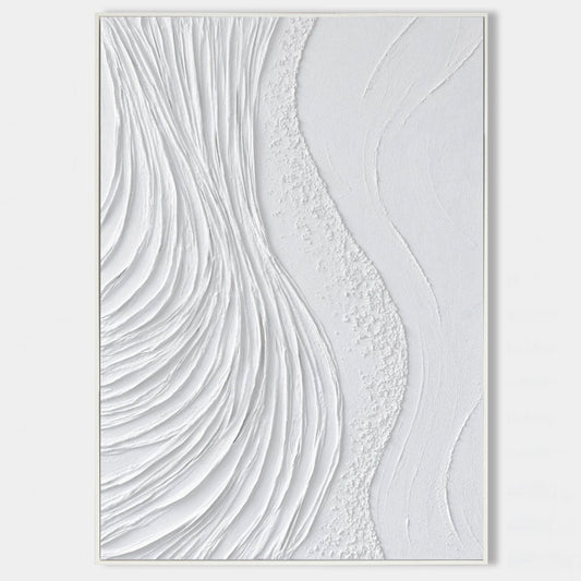 Textured White Abstract Oil Painting for Modern Decor