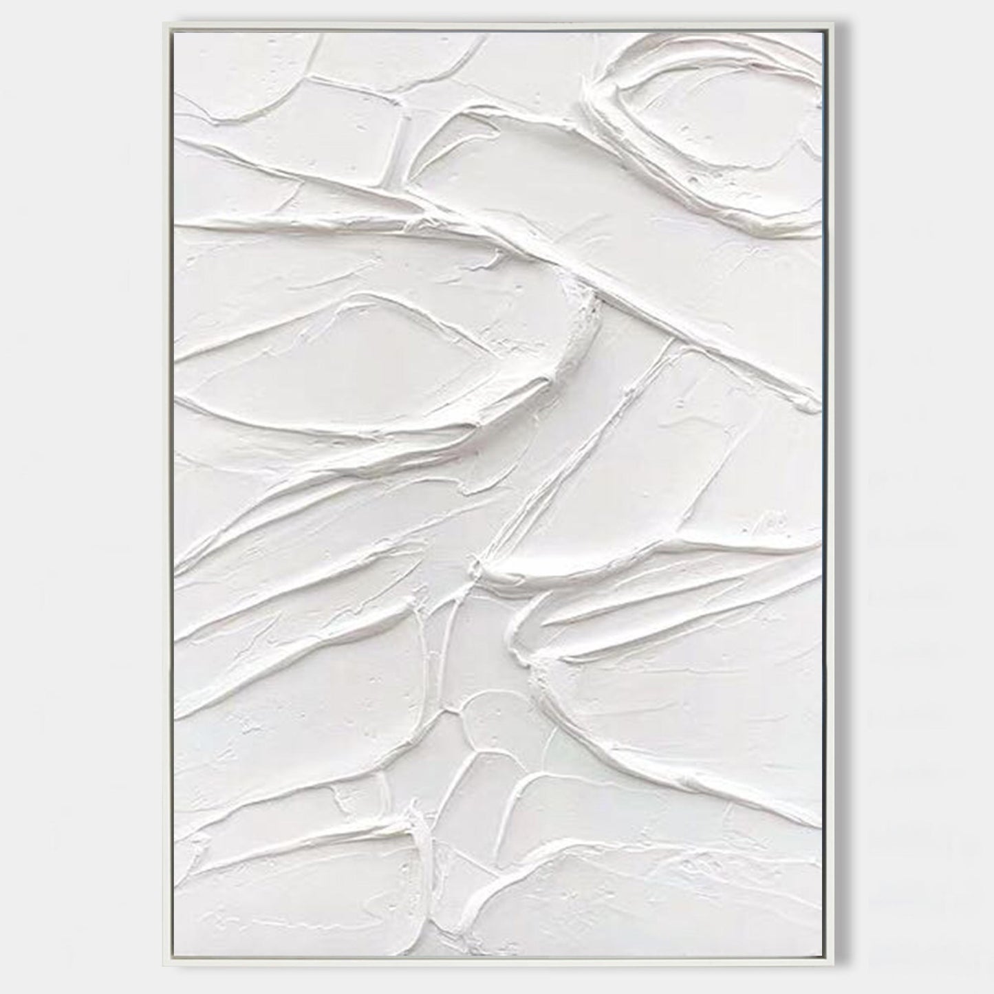 Textured White Abstract Oil Painting for Modern Home Decor