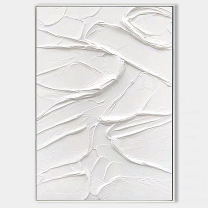 Textured White Abstract Oil Painting for Modern Home Decor