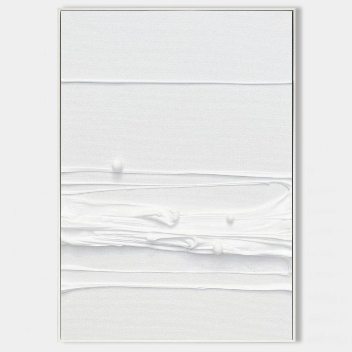 Textured White Abstract Oil Painting for Modern Home Decor