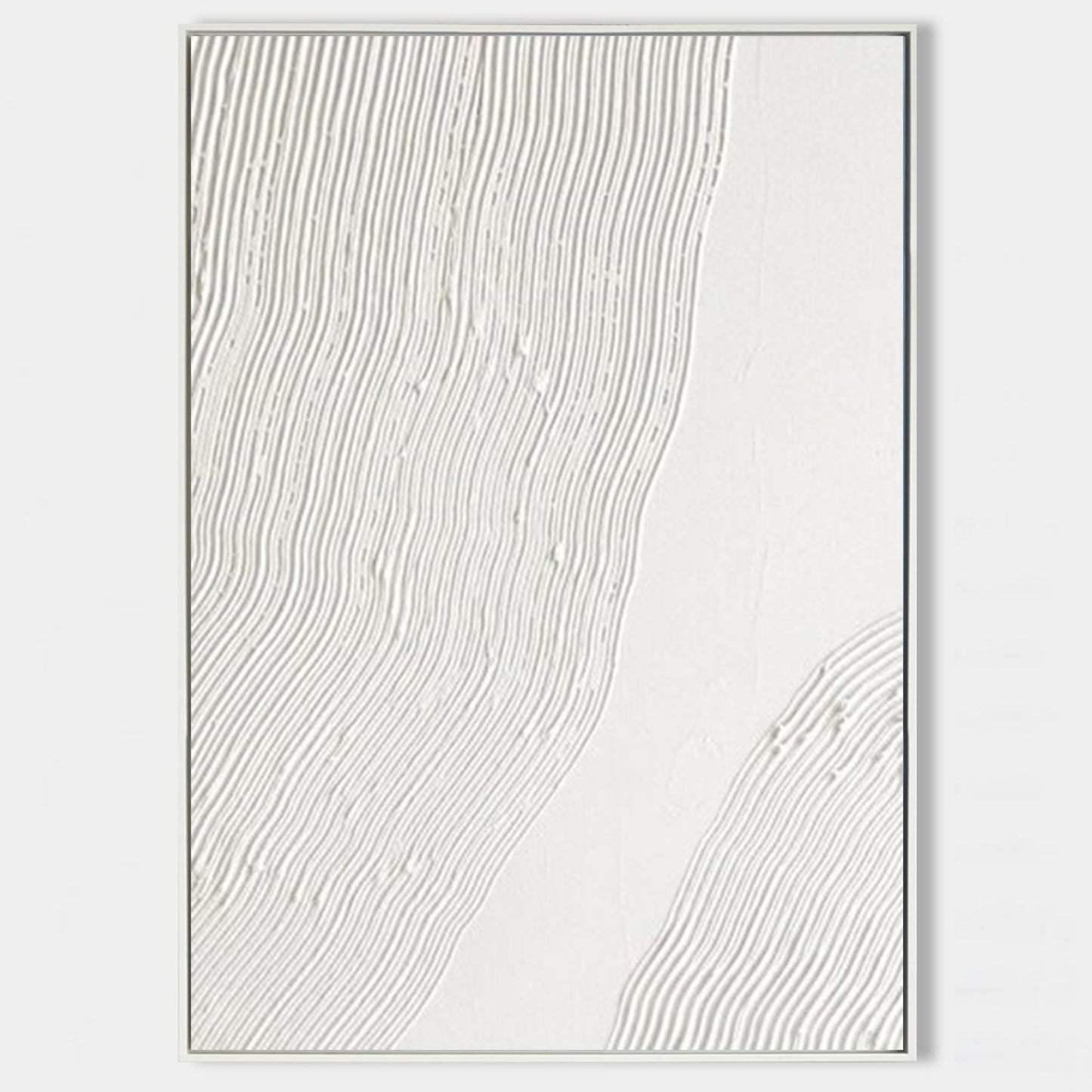 Serene White Textured Abstract Oil Painting for Modern Home Decor