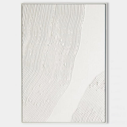 Serene White Textured Abstract Oil Painting for Modern Home Decor