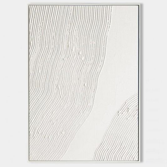 Serene White Textured Abstract Oil Painting for Modern Home Decor