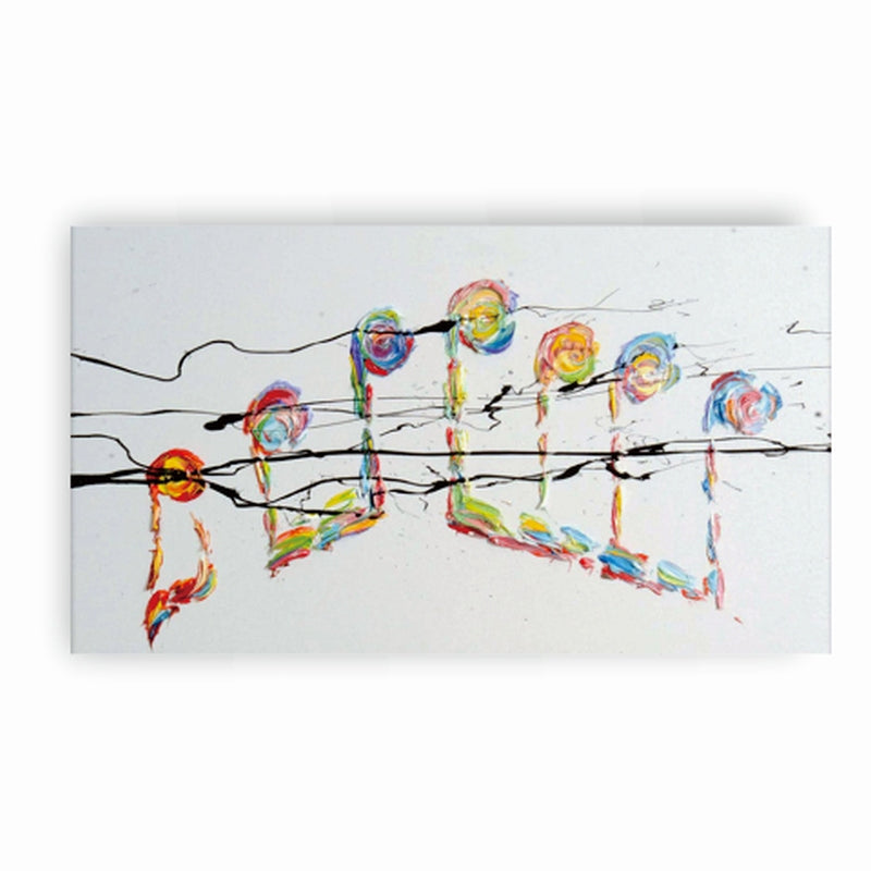 Vibrant Abstract Oil Painting of Colorful Musical Notes and Rhythm