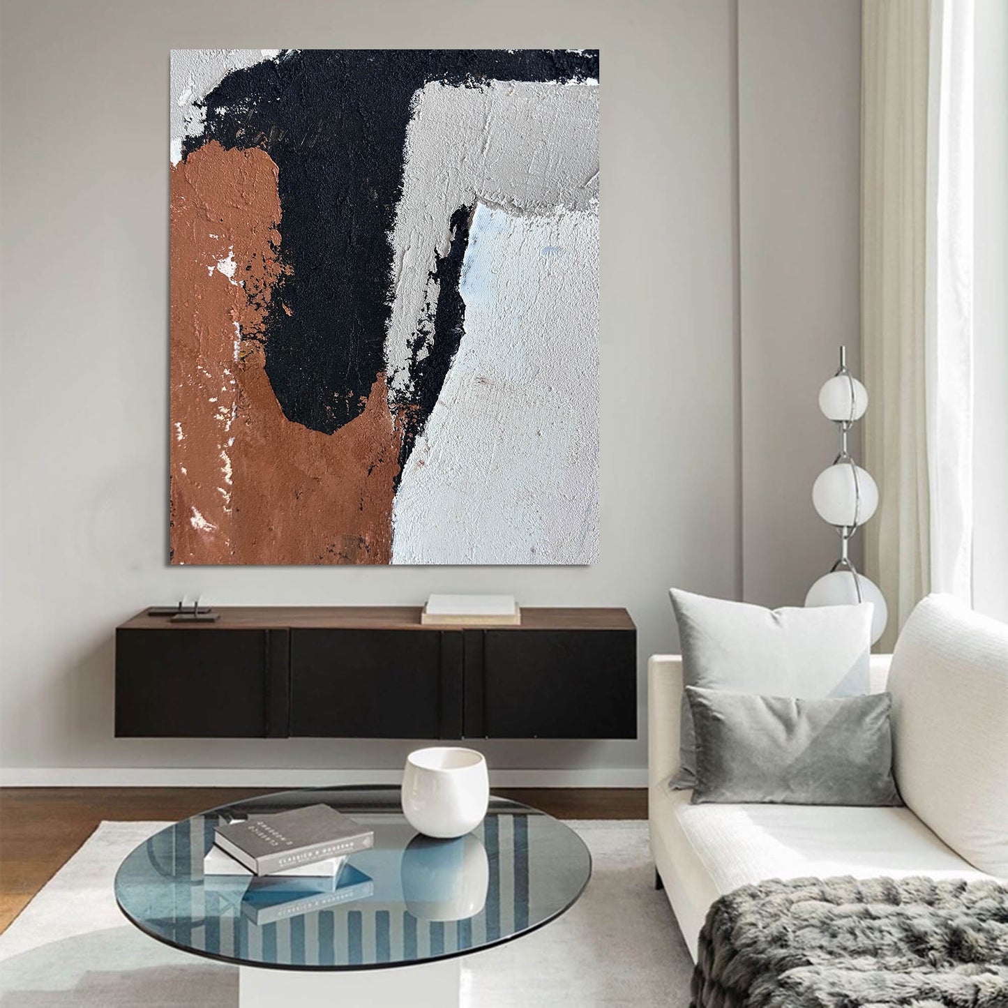 Contemporary Abstract Oil Painting with Bold Textures and Vibrant Colors