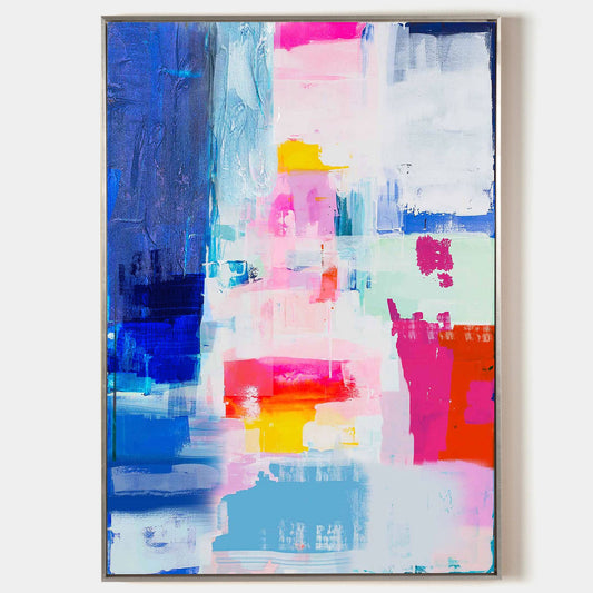 Vibrant Large Abstract Oil Painting in Bold Colors for Modern Decor