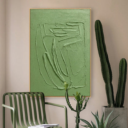 Modern Minimalist Green Abstract Oil Painting for Contemporary Home Decor