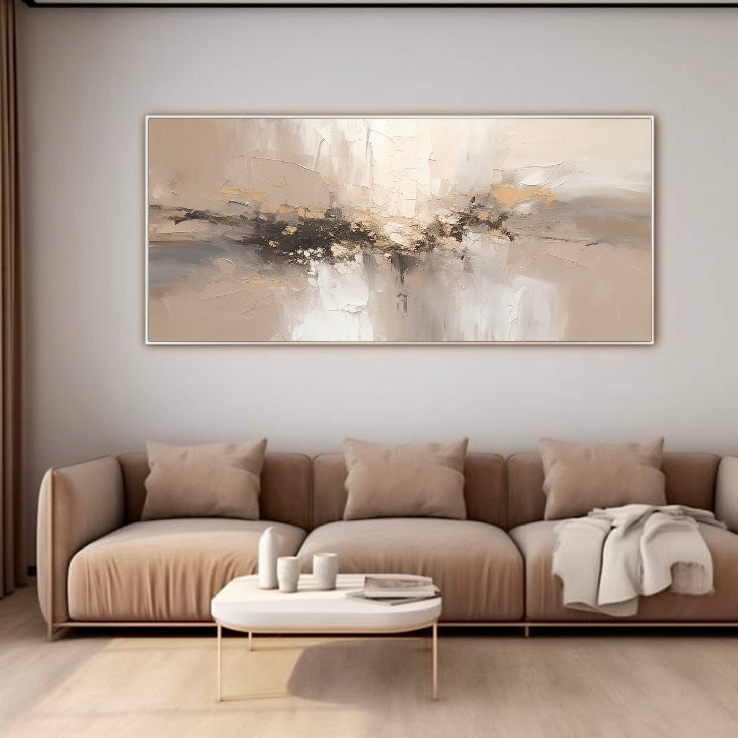 Serene Minimalist Abstract Oil Painting for Modern Home Decor