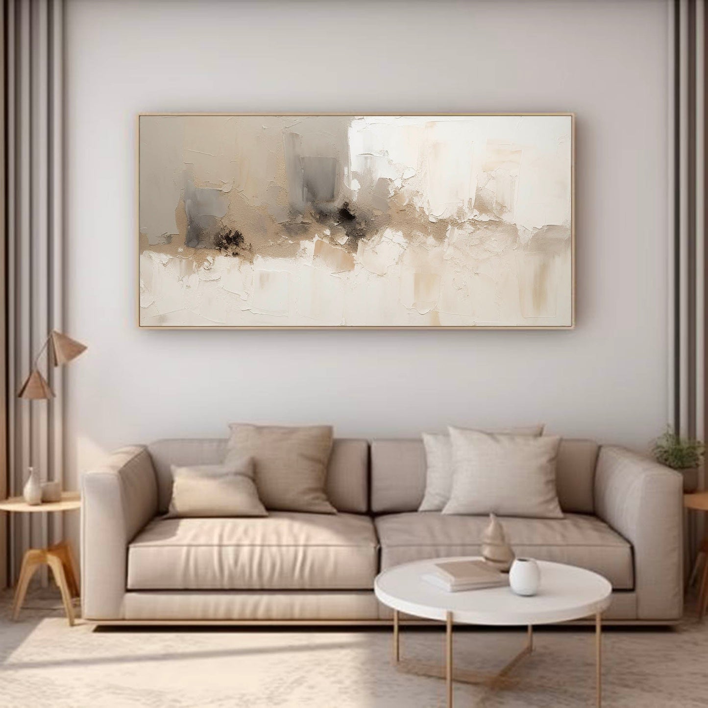 Elegant Minimalist Abstract Oil Painting in Neutral Tones for Modern D√©cor