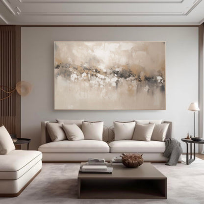 Serene Minimalist Abstract Oil Painting in Soft Neutrals for Modern D√©cor