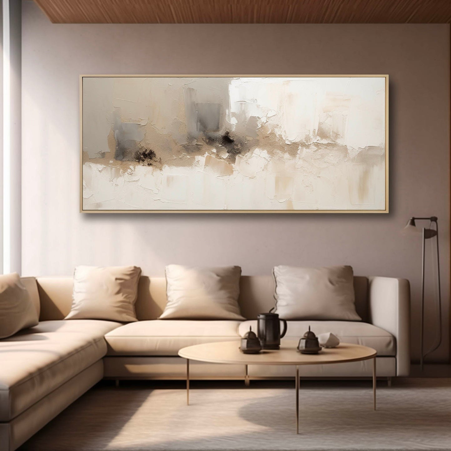Elegant Minimalist Abstract Oil Painting in Neutral Tones for Modern D√©cor