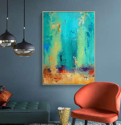 Vibrant Seascape Oil Painting | Abstract Coastal Art for Home Decor