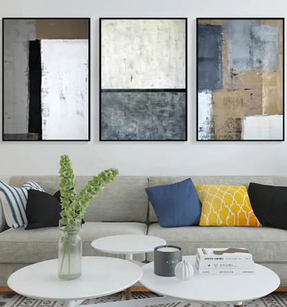 Abstract Modern Oil Painting in Neutral Tones for Chic Home Décor