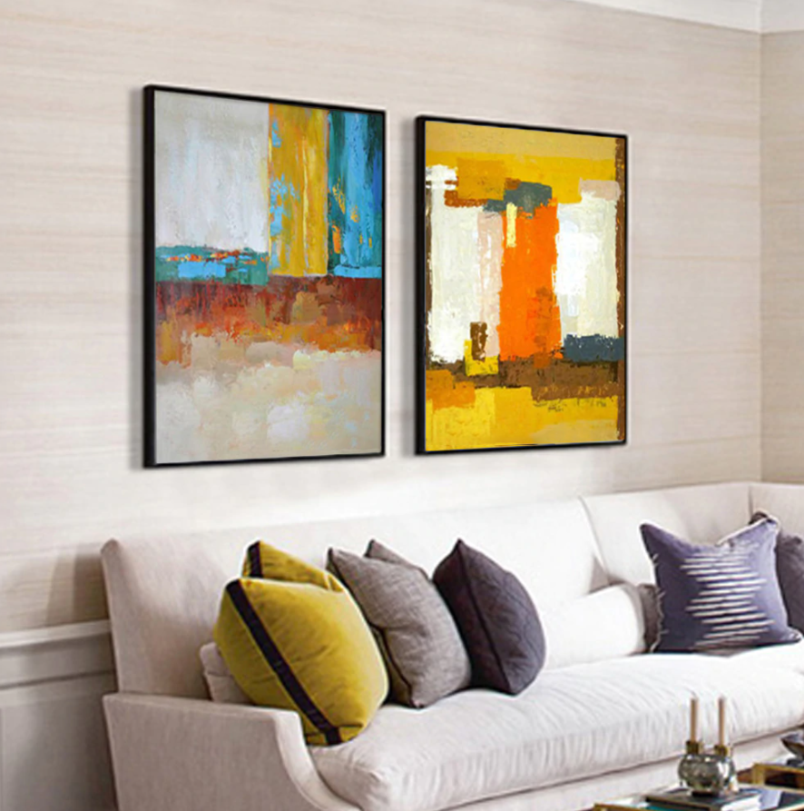 Vibrant Abstract Oil Painting Inspired by Volcano Colors and Textures for Modern Decor