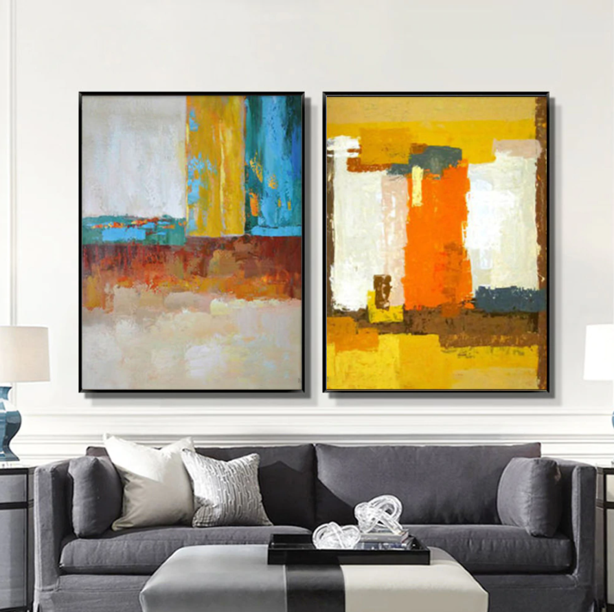 Vibrant Abstract Oil Painting Inspired by Volcano Colors and Textures for Modern Decor