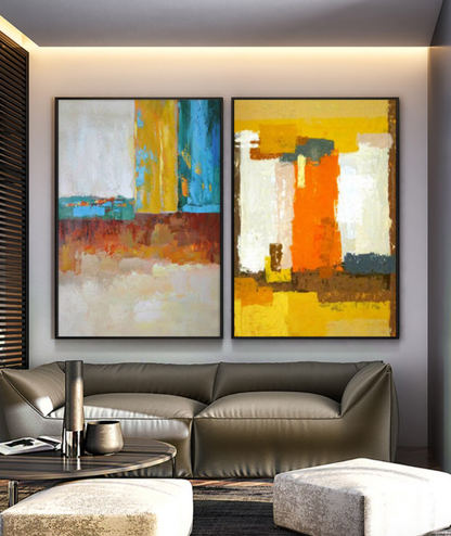 Vibrant Abstract Oil Painting Inspired by Volcano Colors and Textures for Modern Decor