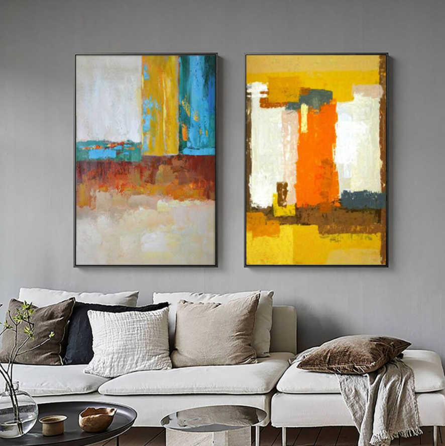 Vibrant Abstract Oil Painting Inspired by Volcano Colors and Textures for Modern Decor