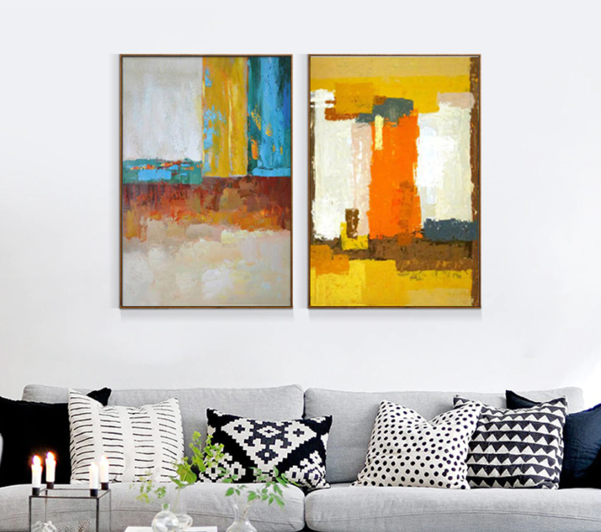 Vibrant Abstract Oil Painting Inspired by Volcano Colors and Textures for Modern Decor