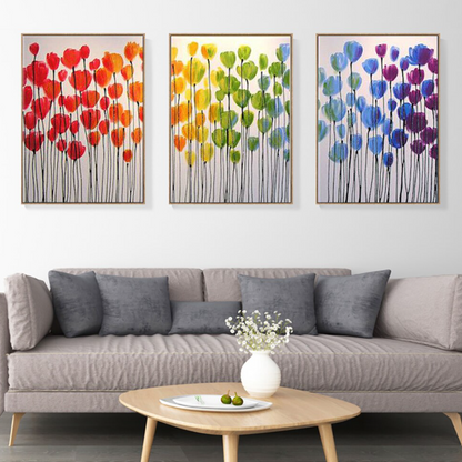 Vibrant Tulip Field Oil Painting - Colorful Floral Wall Art for Home Decor