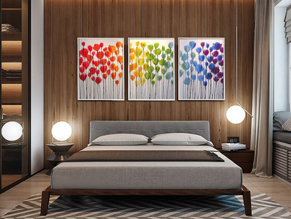 Vibrant Tulip Field Oil Painting - Colorful Floral Wall Art for Home Decor