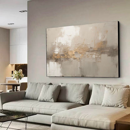 Elegant Minimalist Abstract Oil Painting with Textured Earth Tones