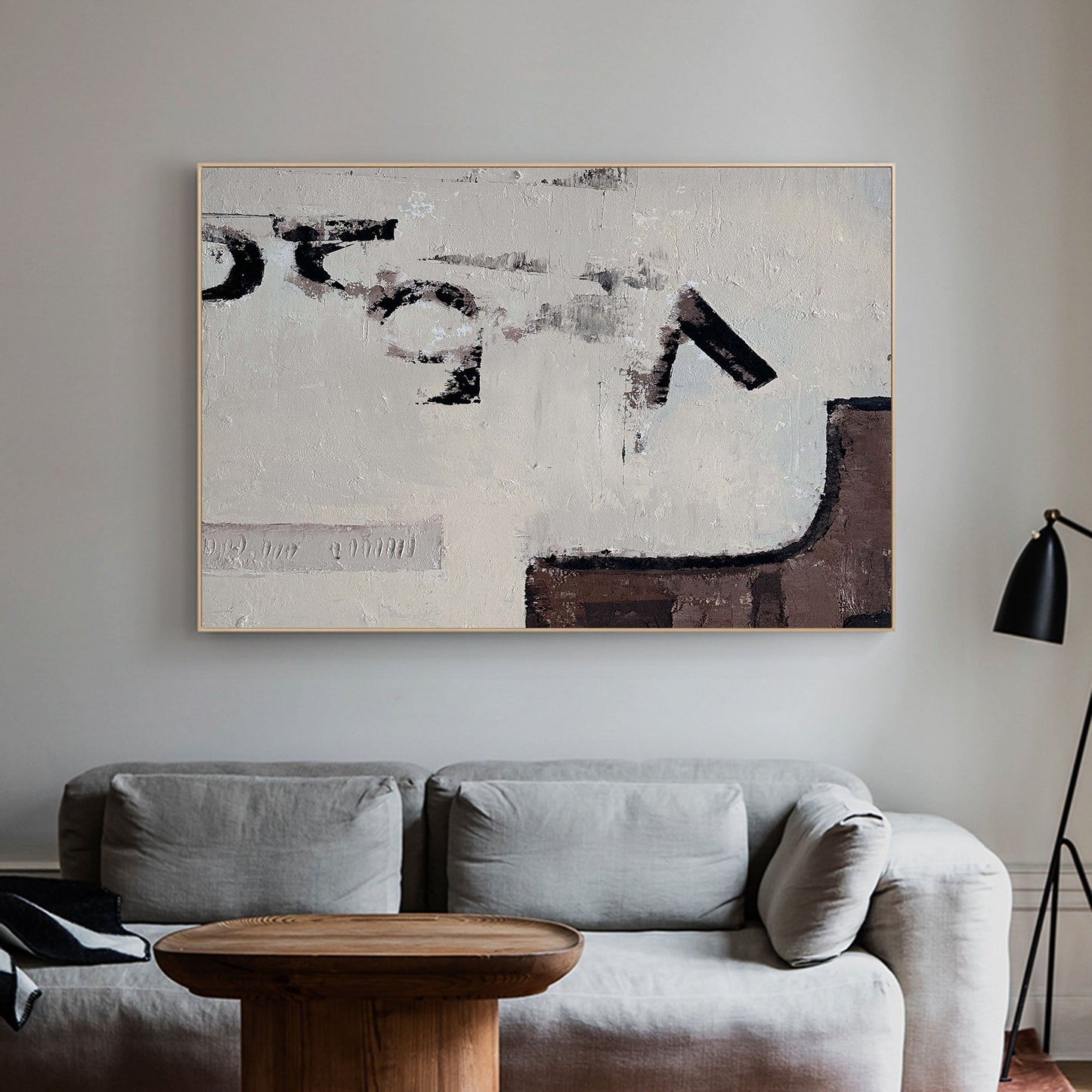 Contemporary Abstract Oil Painting with Neutral Tones for Modern Decor