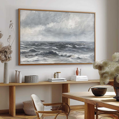 Stormy Ocean Waves Oil Painting - Serene Seascape Art for Coastal Decor