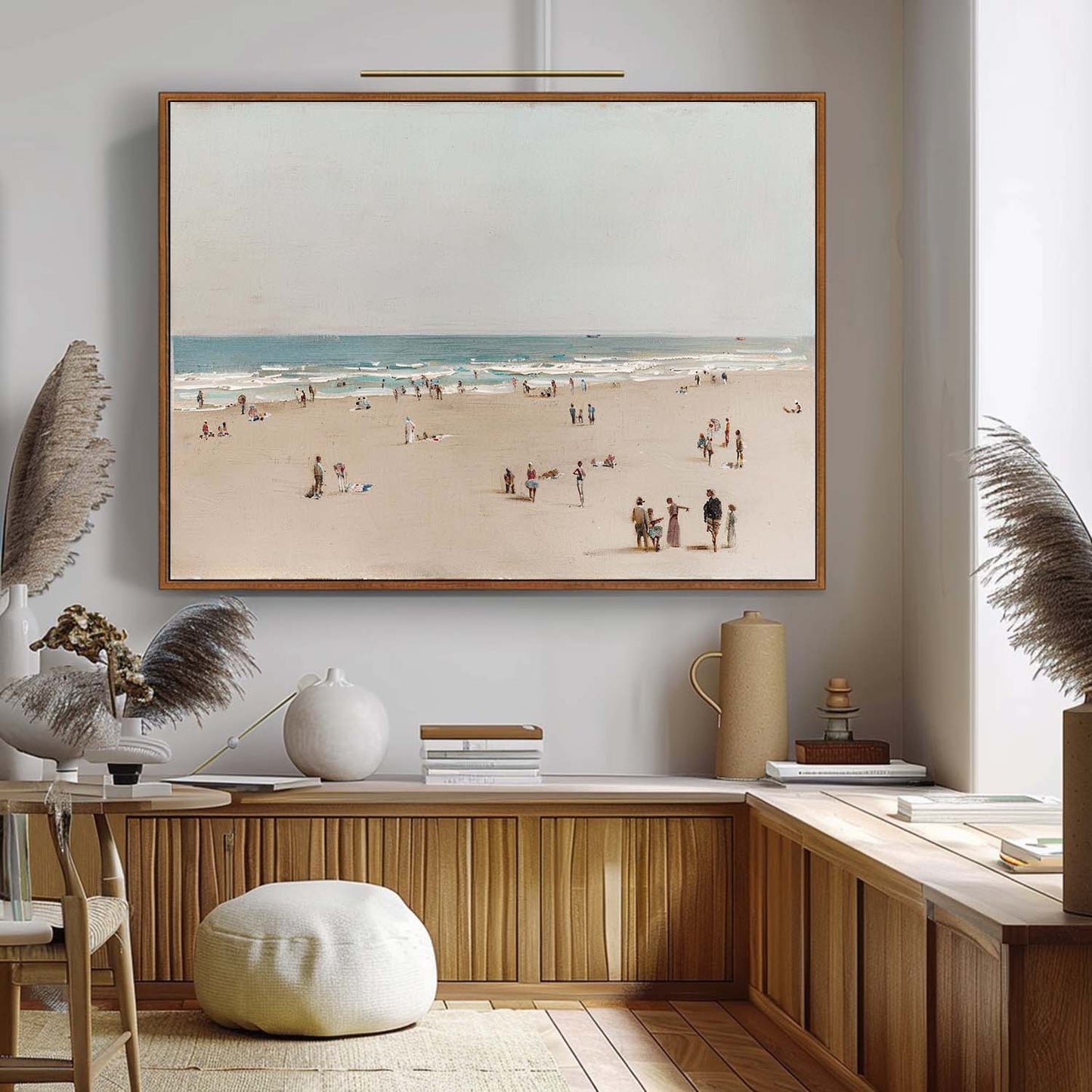 Seaside Serenity: Beautiful Oil Painting of a Beach Scene with People