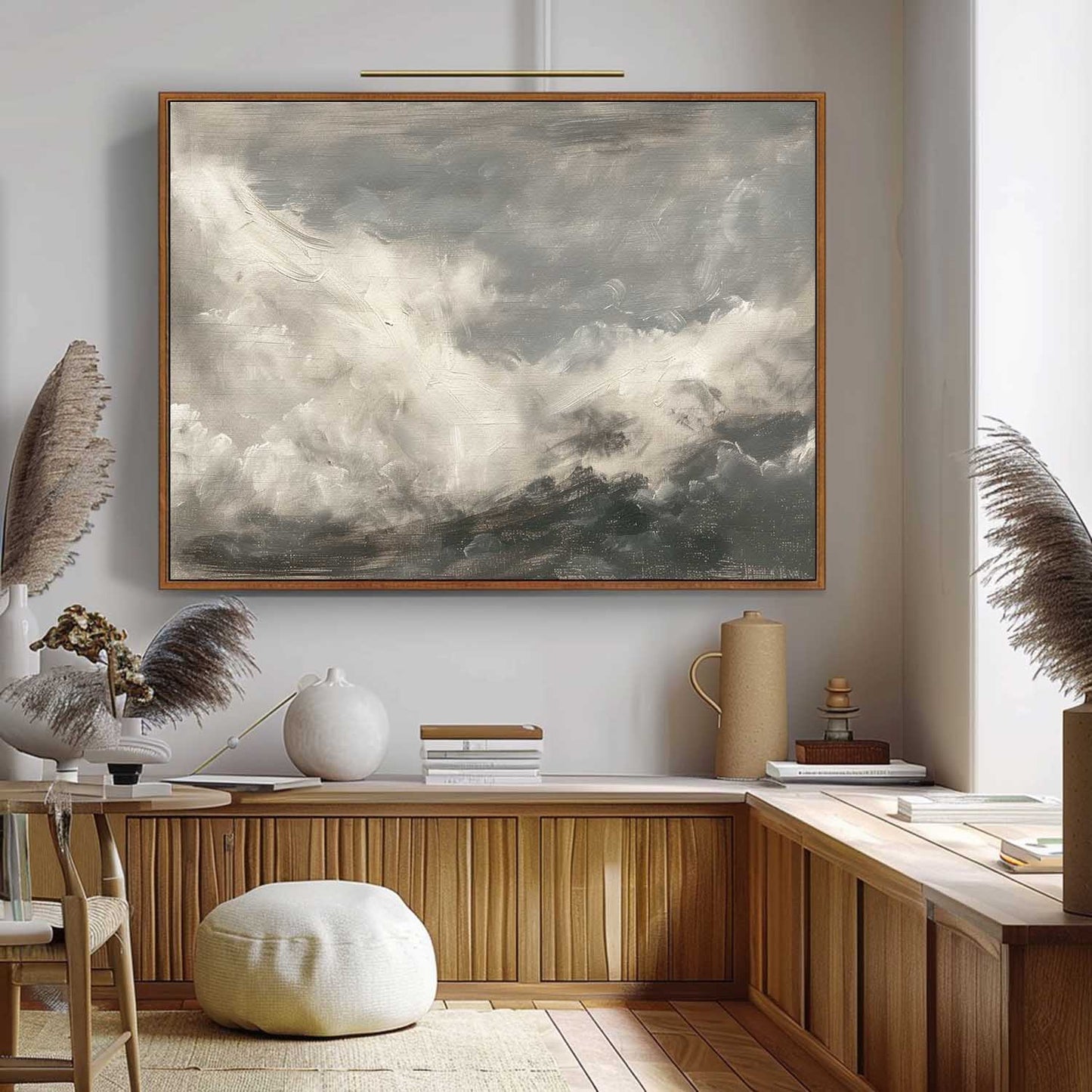 Serene Vintage Abstract Clouds Oil Painting for Modern Home Decor