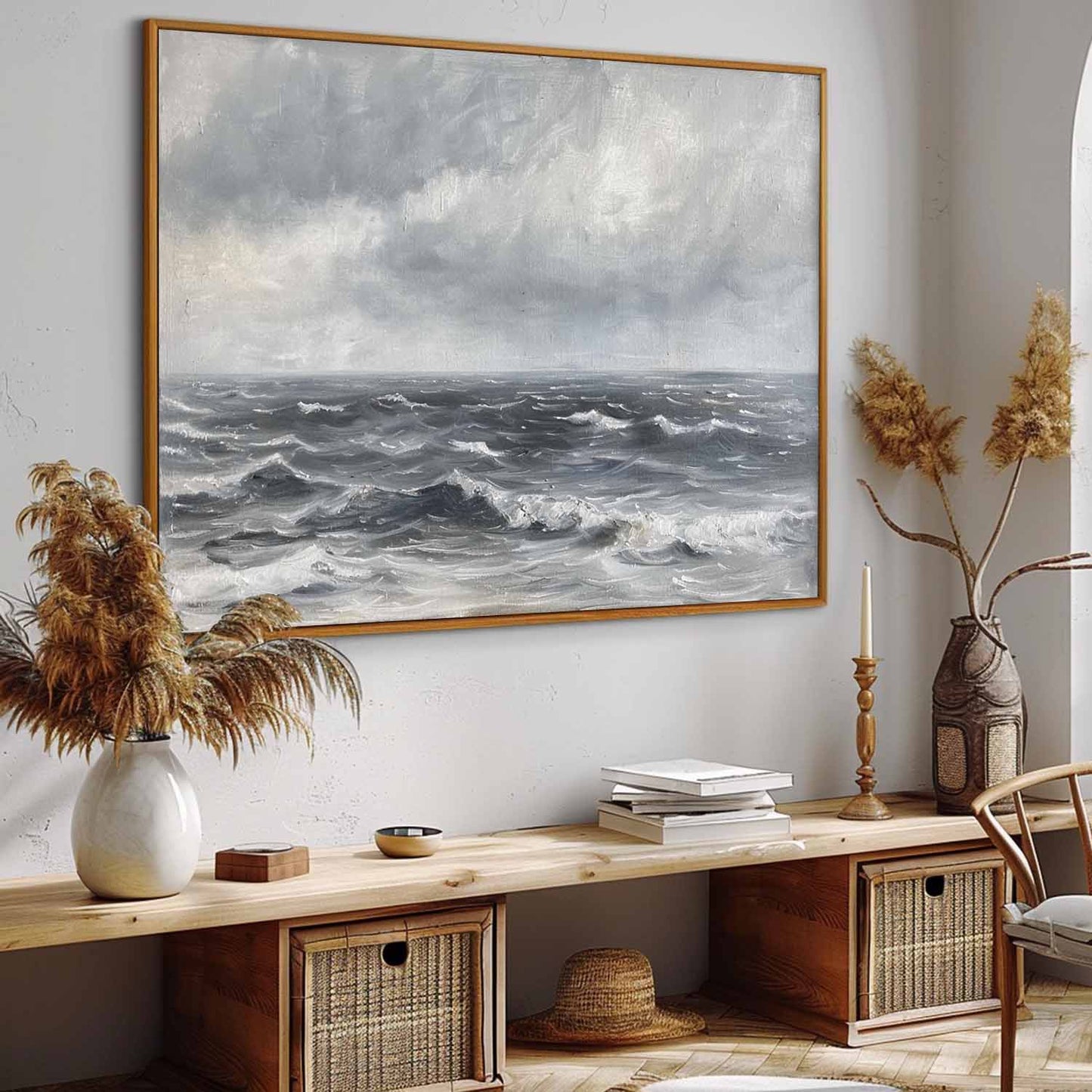 Stormy Ocean Waves Oil Painting - Serene Seascape Art for Coastal Decor