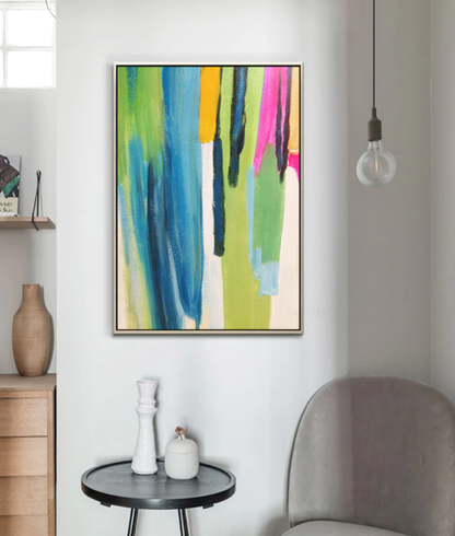 Vibrant Abstract Oil Painting of Affectionate Harmony in Bold Colors