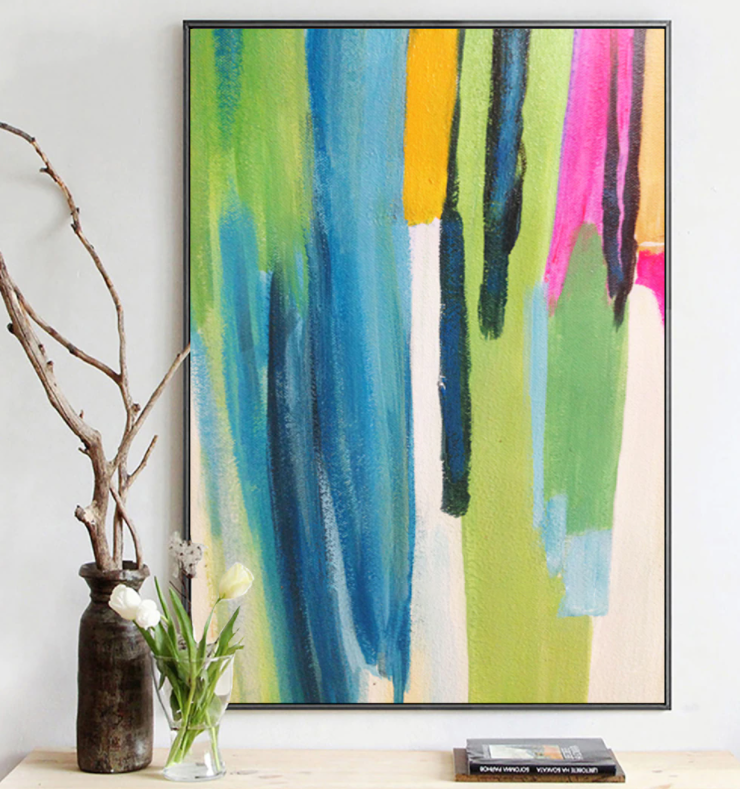 Vibrant Abstract Oil Painting of Affectionate Harmony in Bold Colors