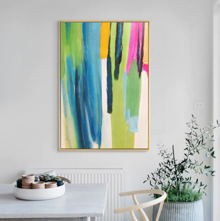 Vibrant Abstract Oil Painting of Affectionate Harmony in Bold Colors