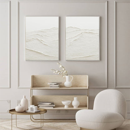 Elegant White Minimalist Abstract Art Set for Contemporary Home Decor