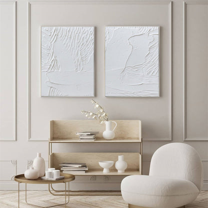 Elegant White Minimalist Abstract Art - Modern Wall Decor for Stylish Homes