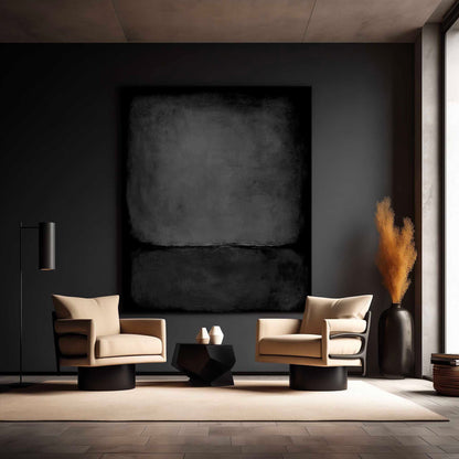 Elegant Minimalist Black Abstract Oil Painting for Modern Home Decor