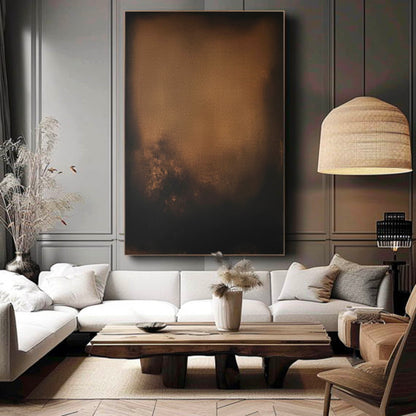 Elegant Minimalist Abstract Oil Painting in Rich Earthy Tones for Modern Decor