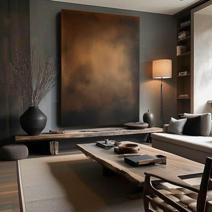 Elegant Minimalist Oil Painting in Warm Tones for Modern Home Decor