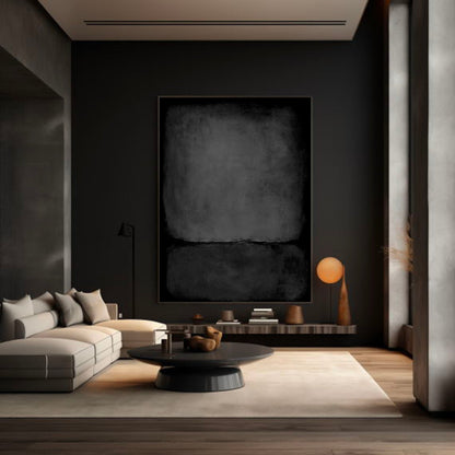 Elegant Minimalist Black Abstract Oil Painting for Modern Home Decor