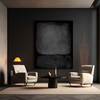 Elegant Minimalist Black Abstract Oil Painting for Modern Home Decor