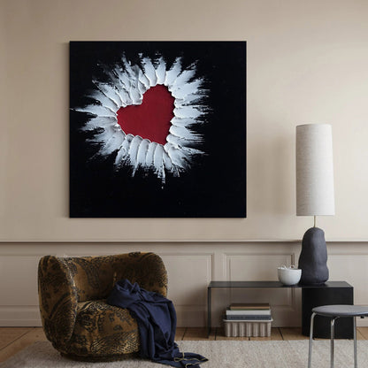 Abstract Heart in Texture - Modern Oil Painting for Unique Home Decor