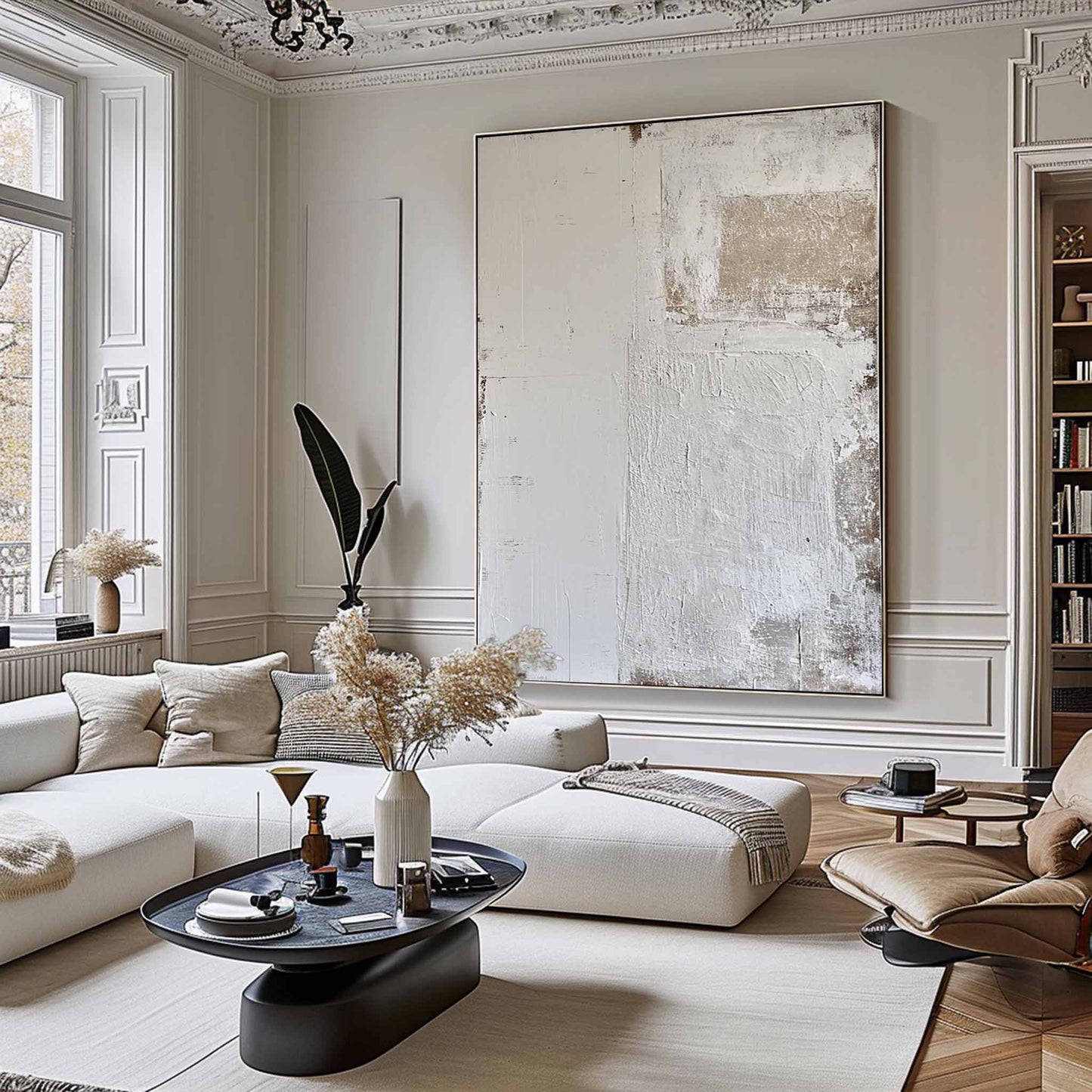 Elegant Minimalist Abstract Oil Painting for Modern Home Décor