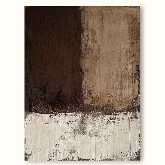 Contemporary Minimalist Abstract Oil Painting in Earthy Tones