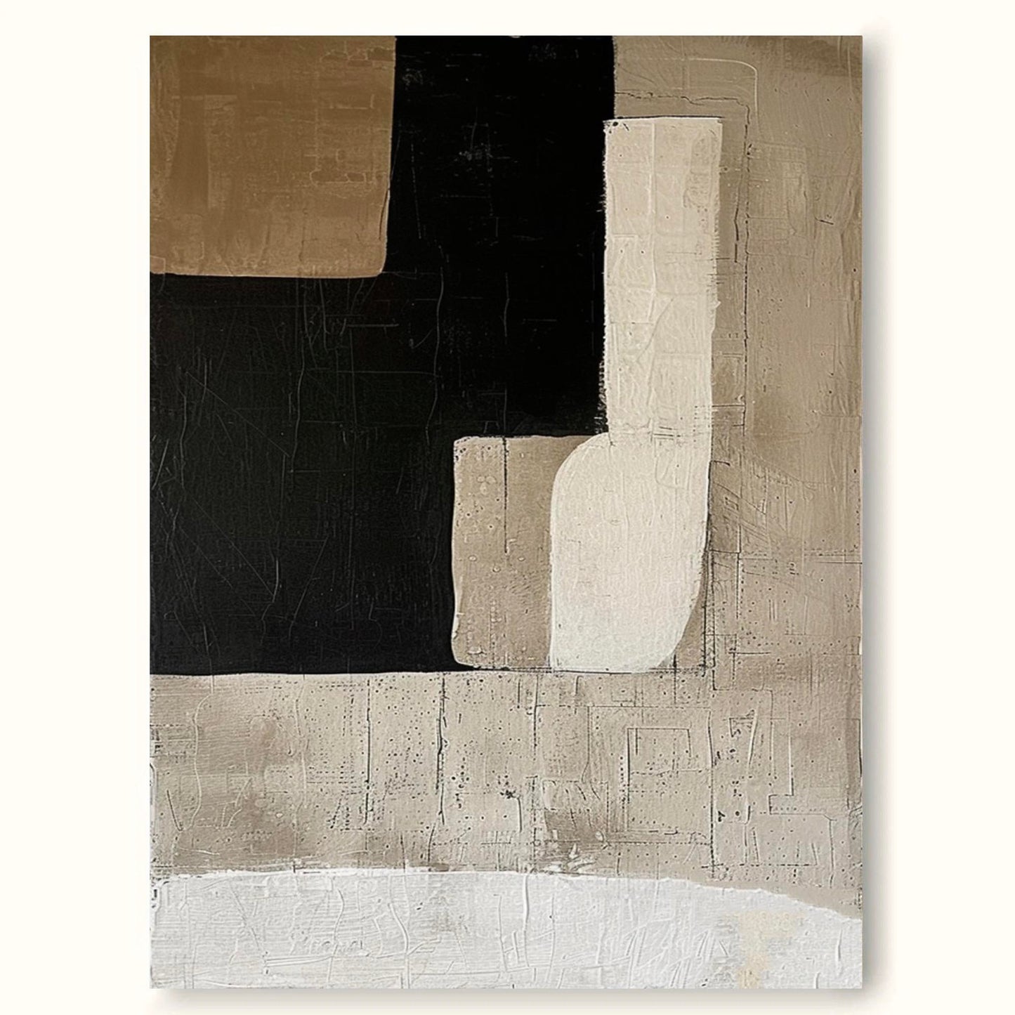 Contemporary Minimalist Abstract Oil Painting in Neutral Tones