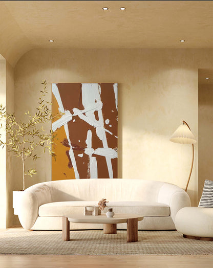 Modern Minimalist Abstract Oil Painting in Earthy Tones for Contemporary D√©cor