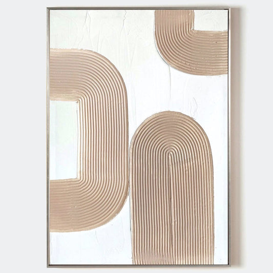 Contemporary Beige Textured Abstract Oil Painting for Modern Home Decor